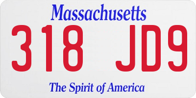 MA license plate 318JD9