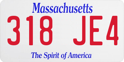 MA license plate 318JE4