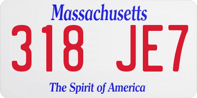 MA license plate 318JE7