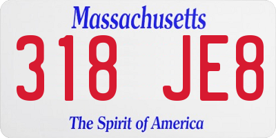 MA license plate 318JE8