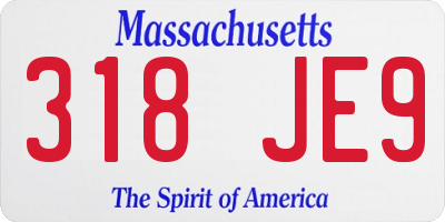 MA license plate 318JE9