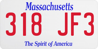 MA license plate 318JF3