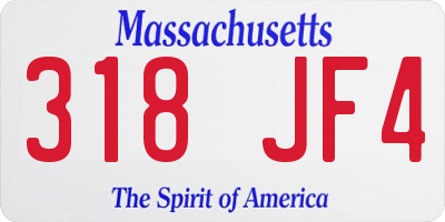 MA license plate 318JF4