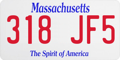 MA license plate 318JF5