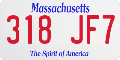 MA license plate 318JF7