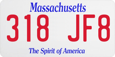 MA license plate 318JF8