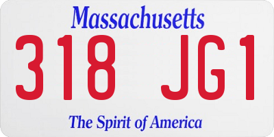 MA license plate 318JG1