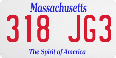 MA license plate 318JG3