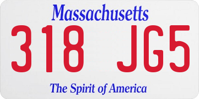 MA license plate 318JG5