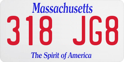 MA license plate 318JG8