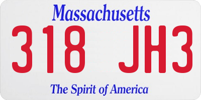 MA license plate 318JH3
