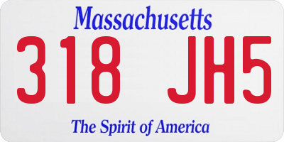 MA license plate 318JH5