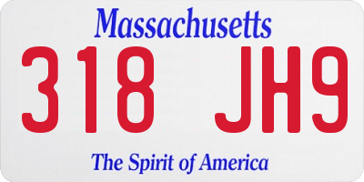 MA license plate 318JH9