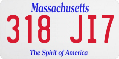 MA license plate 318JI7