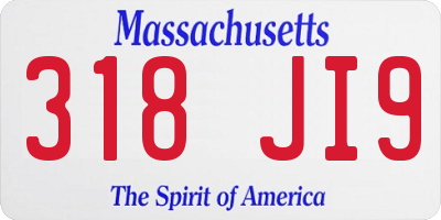 MA license plate 318JI9