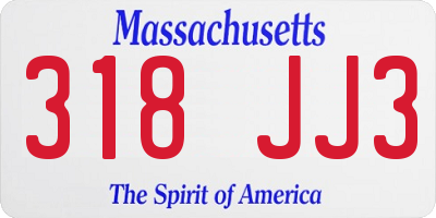 MA license plate 318JJ3
