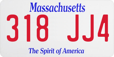 MA license plate 318JJ4