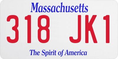 MA license plate 318JK1