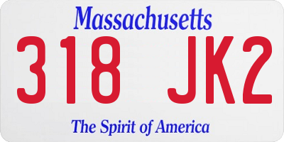 MA license plate 318JK2