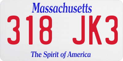 MA license plate 318JK3