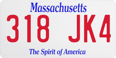MA license plate 318JK4