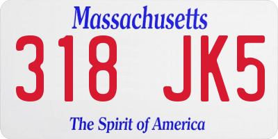 MA license plate 318JK5