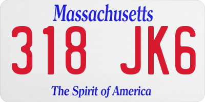 MA license plate 318JK6