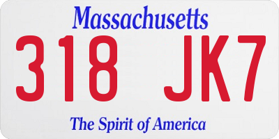 MA license plate 318JK7