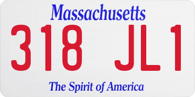 MA license plate 318JL1