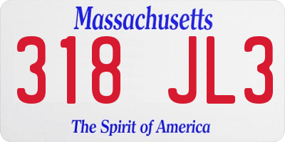 MA license plate 318JL3