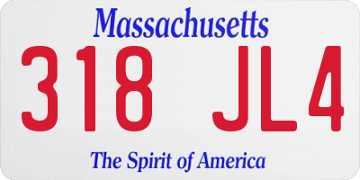 MA license plate 318JL4