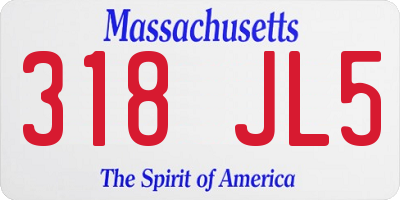 MA license plate 318JL5
