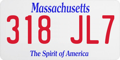 MA license plate 318JL7