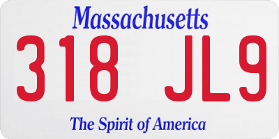 MA license plate 318JL9
