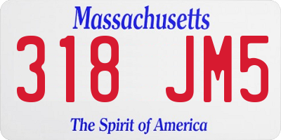 MA license plate 318JM5
