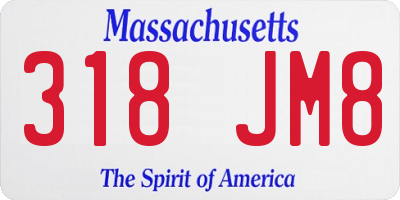 MA license plate 318JM8