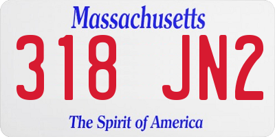 MA license plate 318JN2
