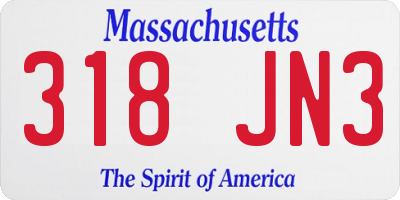 MA license plate 318JN3