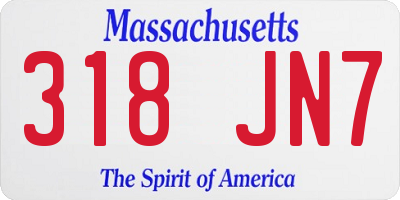 MA license plate 318JN7