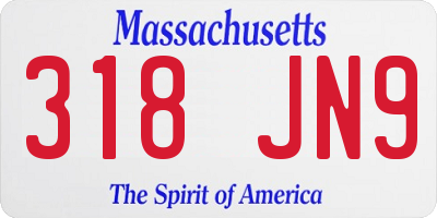 MA license plate 318JN9