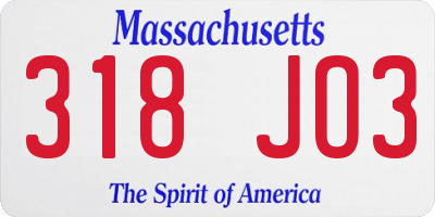 MA license plate 318JO3