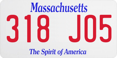 MA license plate 318JO5