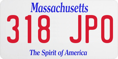 MA license plate 318JP0
