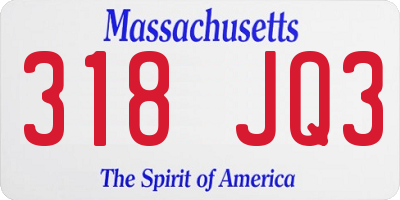 MA license plate 318JQ3