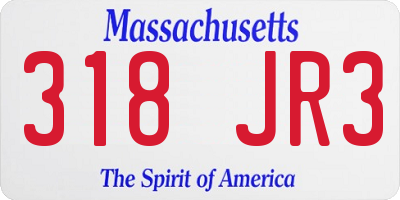 MA license plate 318JR3