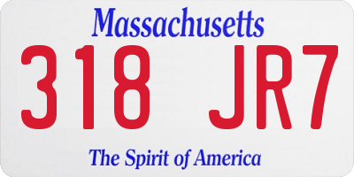 MA license plate 318JR7