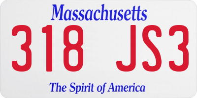 MA license plate 318JS3