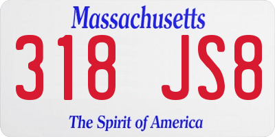 MA license plate 318JS8