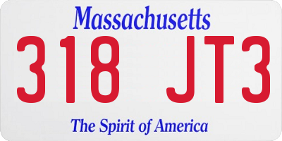 MA license plate 318JT3