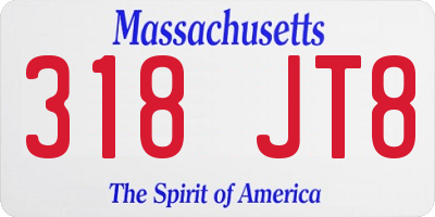 MA license plate 318JT8